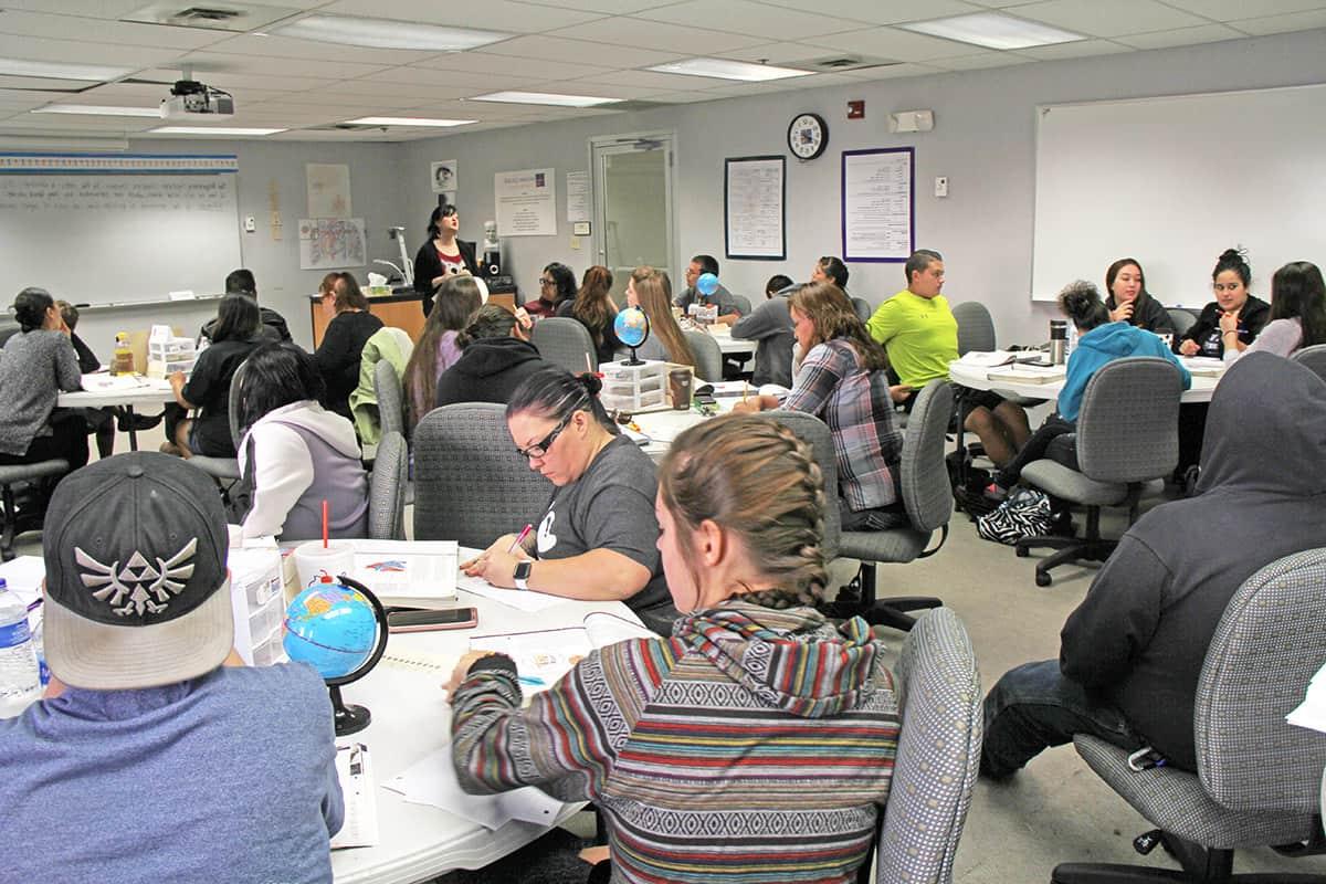 Students in class in the adult education center